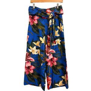 Cupcakes and Cashmere floral linen cropped wide-leg pants NWT Botanical Vacation